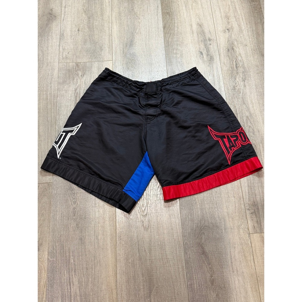 Vintage Tapout MMA Board Shorts Mens 36 Black Blue Red Embroidered Logo